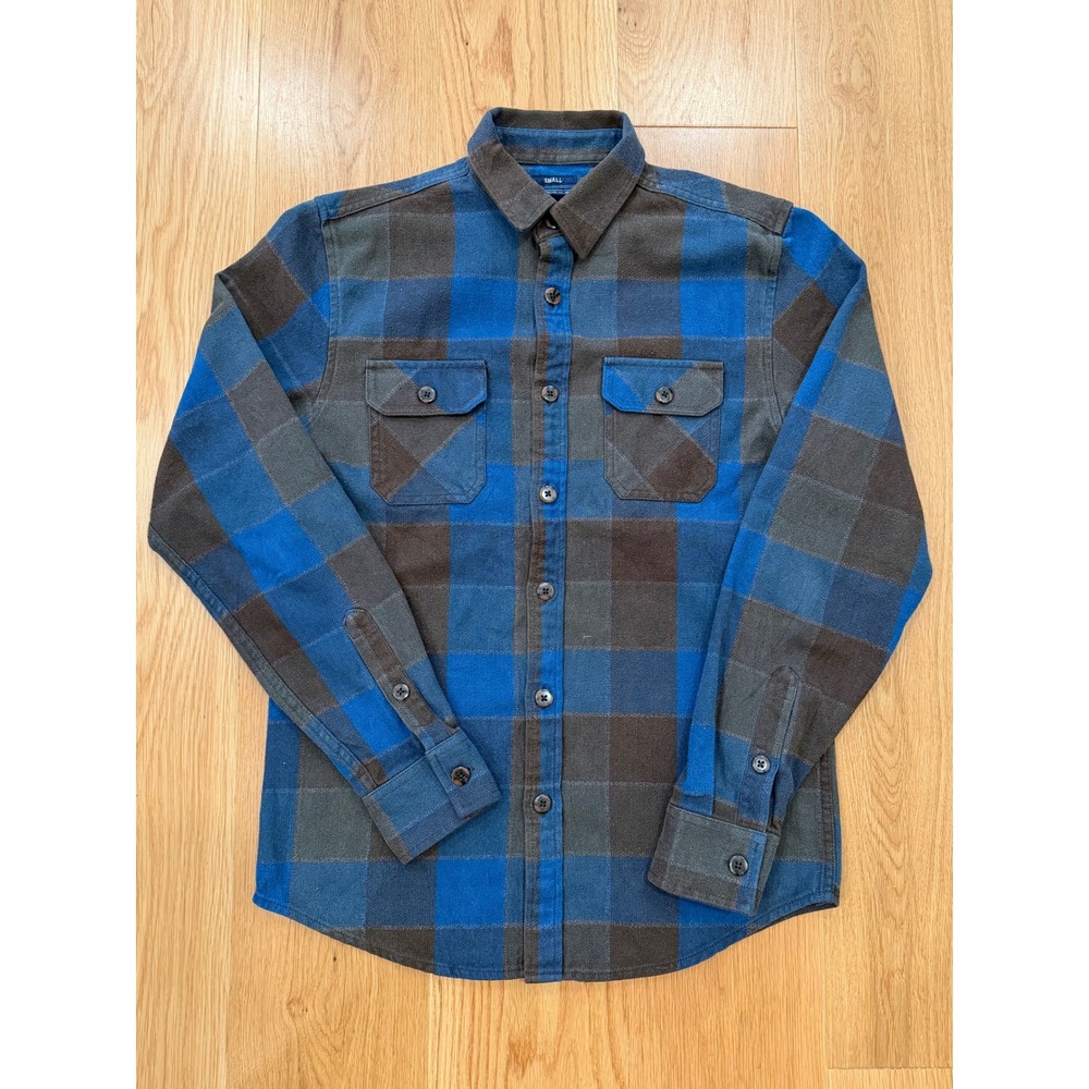 American Rag Blue Brown Buffalo Check Plaid Long Sleeve Shirt Sz SM